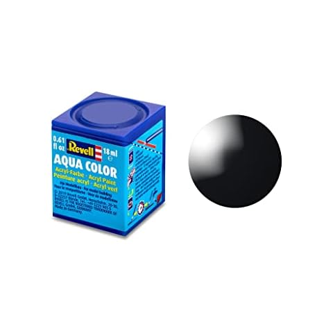 Toy Galaxy REVELL 18ml Aqua Color Acrylic Paint - THE COMPLETE RANGE - No. 07 Black Gloss | Modelling Hobby Craft Paints for Model Kits, Spray Gun Model Paint Cover