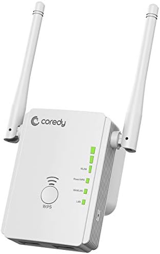 Coredy Upgraded N300 WiFi Range Extender Wireless Repeater Internet Signal Booster Wi-Fi Access Point Ethernet Antennas Boosting Whole Home WiFi Coverage, Compatible Alexa