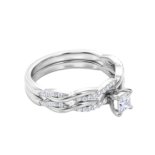 Moissanite Bridal Ring Set for Women Infinity Wedding Ring Set with Princess Cut Center Moissanite Engagement Ring Set 925 Sterling Silver 10K 14K 18K Gold2