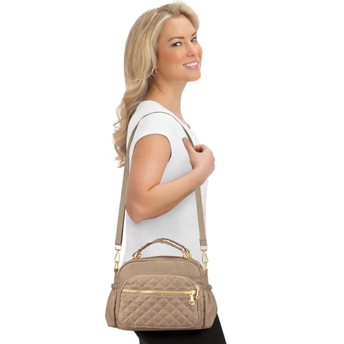 Collections Etc Zipper Pocketed Quilted Nylon Handbag with Adjustable Strap3
