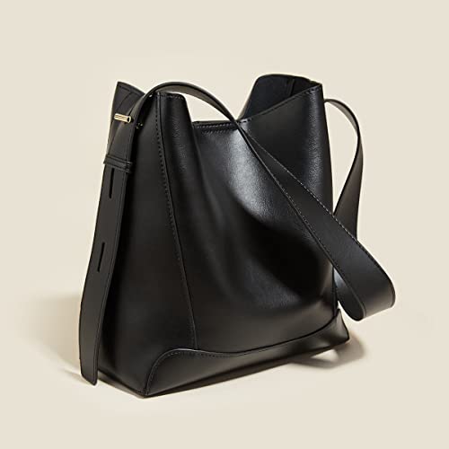 Women's Leather Hobo Designer Handbags Tote Purses For Women, Satchel Shoulder Bucket Bags (Black) #TOP4