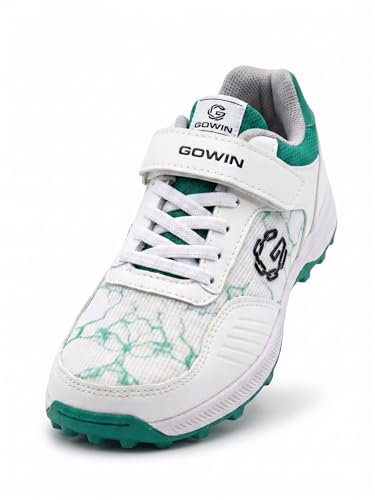 Image of GOWIN Hawk Cricket Shoes for Men | PVC+TPU Upper with Velcro Strap | EVA & Rubber Sole | Lightweight & Comfortable | Turf & Hard Ground | Training & Tournament Sports Shoes