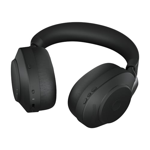Image of Jabra Evolve2 85 UC Wireless Bluetooth Stereo Headset with Link 380a USB-A Adapter & Charging Stand, Active Noise Cancellation (ANC), Noise-Cancelling Microphone, Up to 37 Hours Battery, Black