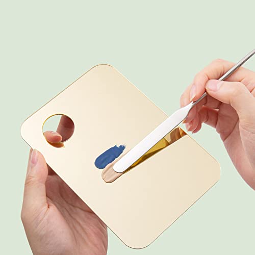 6 Pcs Makeup Spatula Korean Set Professional Korean Spatula Makeup, 2 Pcs Acrylic Cosmetic Palette With 2 Pcs Spatula Tool, Tray Apply For Foundation Eye Shadow Lipsticks Nail Art Professional Pigment Blending Included 2 Pcs Leather Covers #TOP5