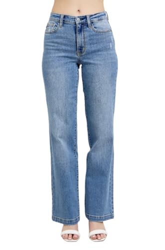 Judy Blue 33" Inseam High Rise Straight Jeans- Ivory Gem2