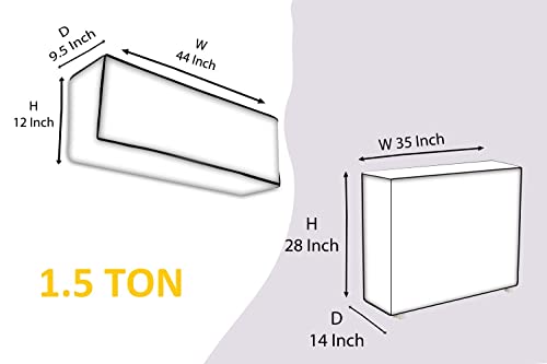 Anpro AC Cover Waterproof Set for 1.5 ton Capacity Indoor and Outdoor Unit, Black.