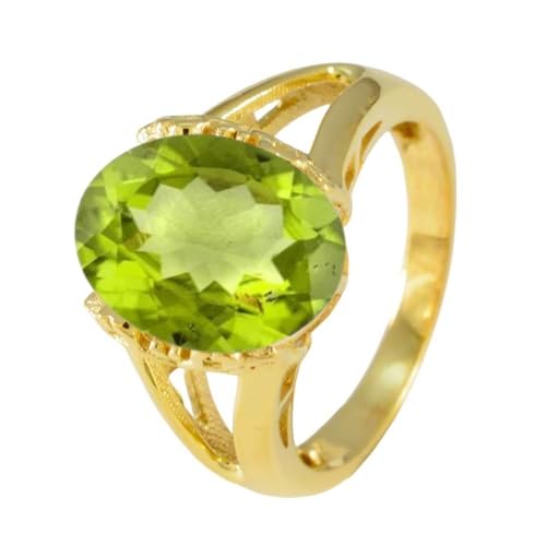 Image of 55Carat Choose Your Color Genuine Stone Ring 18K Gold Plated Oval Handmade Jewellery for Gift Sizes 4-13