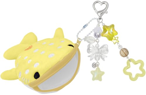 Nalefow Cute Keychain Whale Shark Coin Purse Keychain Cute Plush Zipper Change Pouch Kawaii Handmade Wallet for Women (Yellow)