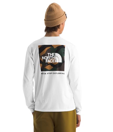 THE NORTH FACE Mens' Long Sleeve Box NSE Tee, TNF White/Multi-Color, Medium