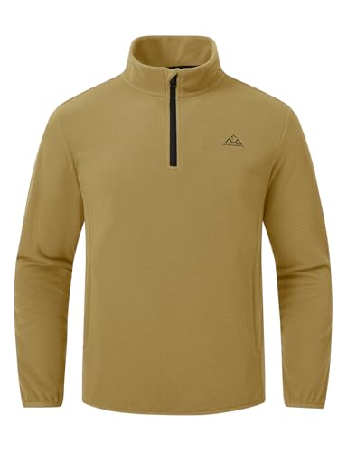 BGOWATU Men's Fleece Pullover Jacket Lightweight Golf jacket for Men Winter Running Jacket Quarter Zip Coat with Pocket