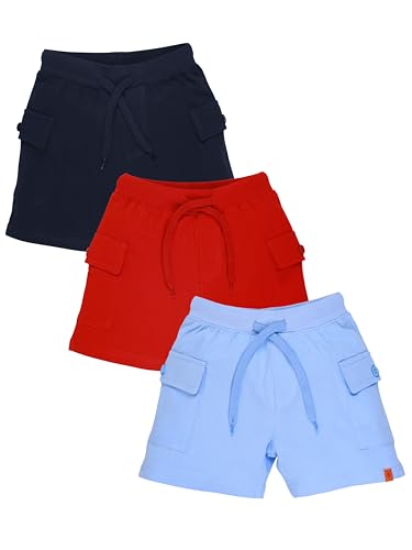 Image of KiddoPanti Boys 100% Cotton Knitted Above Knee Length Basic Cargo Shorts
