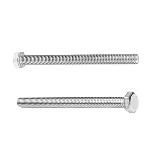 Image of Heyiarbeit M10 Hex Bolt M10-1.5 x 120mm UNC Hex Head Screw Bolts 304 Stainless Steel Fully Threaded Hex Tap Bolts 2pcs
