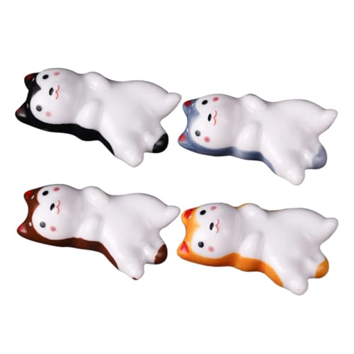 EXAOMBLE 4個 柴犬デザイン箸置き セラミック製耐久性抜群 スプーンフォーク兼用 卓上小物 犬型テーブル装飾 キッチン収納に