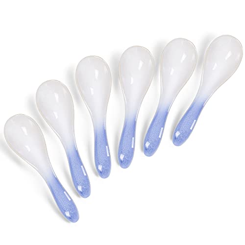 Cucharón de sopa de cerámica 6pcs Cucharón chino japonés porcelana ramen arroz cucharas asiáticas vajilla Cover