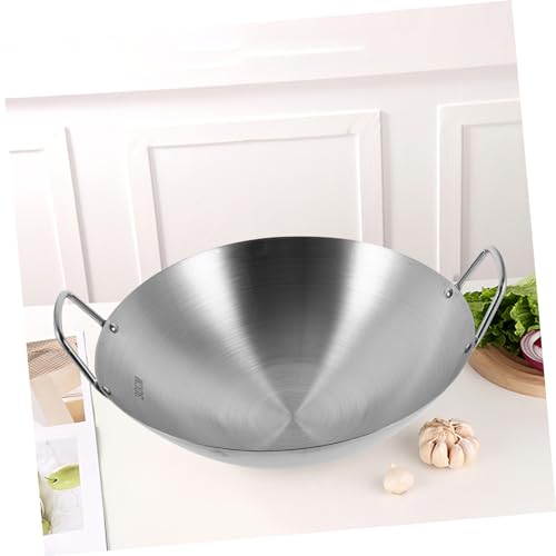 Wok de acero inoxidable con doble asa 30 cm plateado miniatura 3
