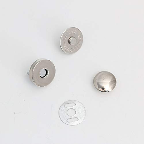 片面カシメ式 マグネットホック マグネットボタン レザークラフト 材料 金具 10組セット (14mm, シルバー)
