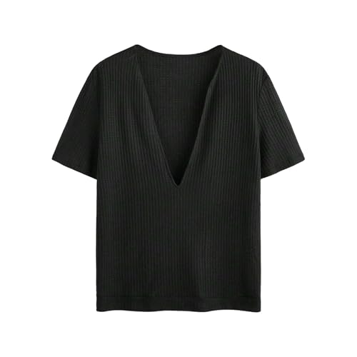 Muscle Shirts for Men Texture Deep Vneck Short Sleeve Tshirts Stretch Breathable Outdoor Running Workout Sweatshirts3