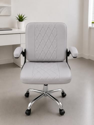 Image of Furnitures Flip Executive Office Chair with Flippable Pillow | Ergonomic Leatherette Computer Chair | Height Adjustable Revolving Chair with Chrome Base |, Grey