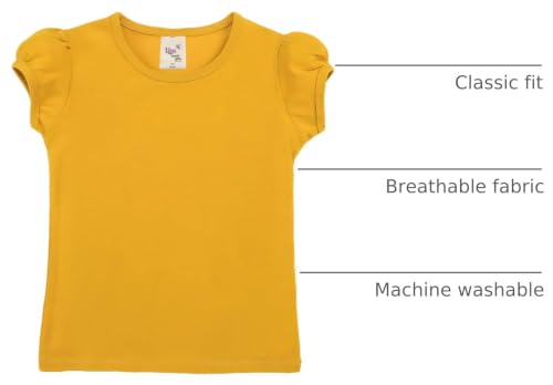 Image of Lilax Girls Short Puff Sleeve Cotton T-Shirt, Toddler & Little Girls Top | 95% Cotton Puff Sleeve Tee; Crewneck, Short Sleeve; Toddler & Girls Sizes 2T-12; for School, Play & Everyday; Machine Wash