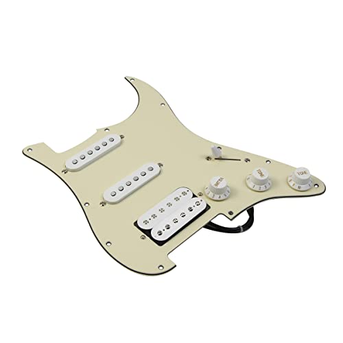FLEOR Alnico V Loaded Prewired Pickguard Set SSH Alnico Dual Rail Humbucker for ST ST Electric Guitar Replacement Cream 3Ply - Image 3
