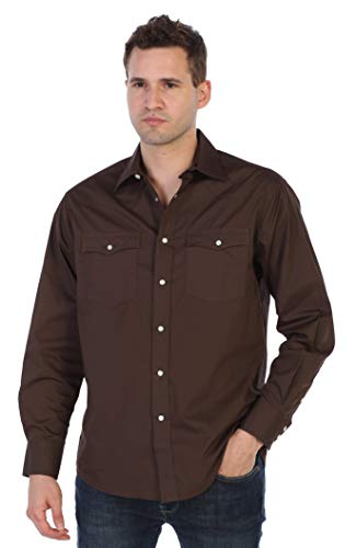 Gioberti Men’s Solid Long Sleeve Western Shirt with Pearl Snap-on Buttons2