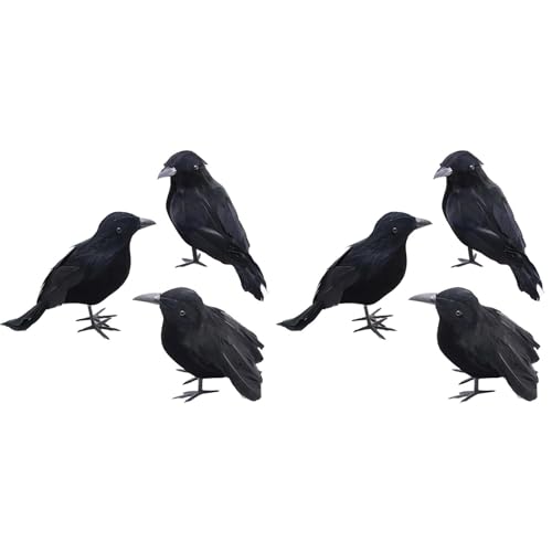 6 Stück Halloween Krähen Künstliche Gefiederte Krähen Realistische Raben Vögel