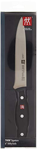Zwilling  J.A. Henckels Twin Signature, Serrated Utility Knife, Kitchen Knife, German Knife, 6 Inch, Stainless Steel, Black