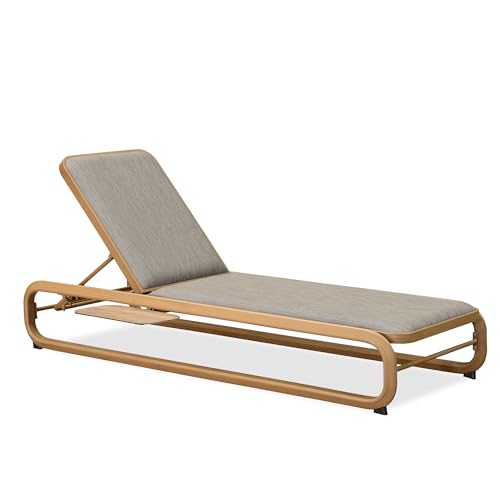 Image of PURPLE LEAF 1 Piece Outdoor Chaise Lounge Heavy-Duty w /Side-Table Teak