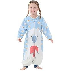 Peleles Para Dormir TMEOG Saco Dormir Bebe con Pies Pijama Saco Bebe Ropa Pelele para Dormir con Cremalleras Pijamas Enteros de Manga Larga para Bebé Niña Niño 1-6Años(Oso Polar,1-3años)