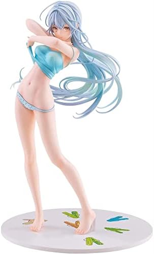 BRUGUI Original Drawing - Shion Shia - Swimsuit Ver - Cute Busty Standing Blue Bikini Girl Anime Character Statue Otaku Collectible Toy H 7.1 Inch PVC Model