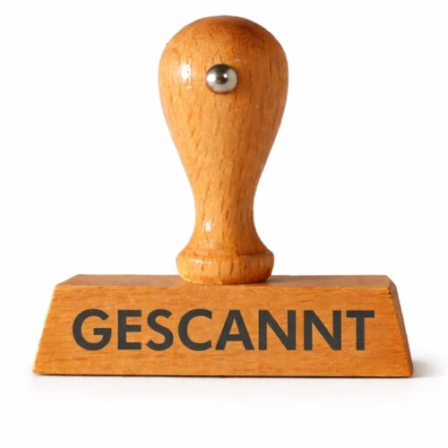 Lagerstempel GESCANNT Holzstempel von Kaufhaus2010 Abdruck 40 x 10 mm Büro Stempel zur Kennzeichnung gescannter Dokumente Rechnungen und Unterlagen klassischer Buchenholzstempel