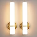 AIJIASI Wall Sconces - Gold Wall Sconces Set of Two Modern Bathroom Sconce 15W Dimmable LED Wall Sconce Light with Acrylic Lampshade, Bathroom Vanity Light for Mirror Living Room Hallway Bedroom 3000K