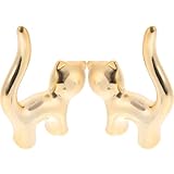 JOINPAYA Soporte para Anillos de Gato de Cerámica Dorada, Set 2 Piezas, Joyero Decorativo para Hogar y Oficina, Organizador de Bisutería Adecuado para Cumpleaños y Almacenamiento de Joyas