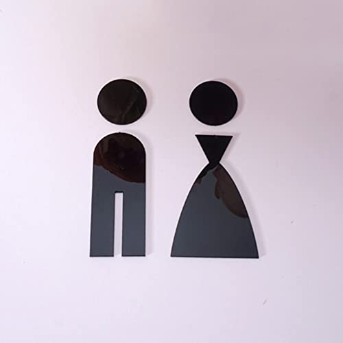 Panneau de porte de toilette 3D acrylique noir pour signalisation de salle de bain moderne