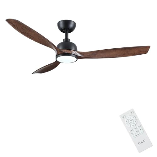 CJOY Ventilatore da Soffitto con Luce e Telecomando, 132 cm Legno Ventilatore de Soffitto 3 Pale...