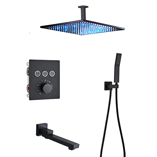 Ensemble de douche thermostatique encastré noir mat pour eau stable - 2