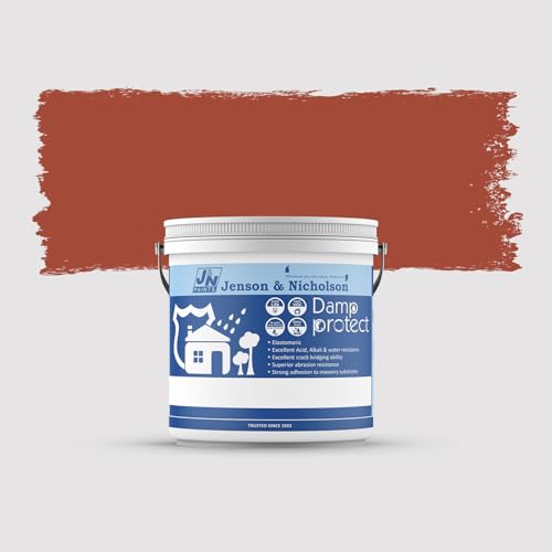 Image of Jenson & Nicholson Damp Protect Waterproof Coating, Elastomeric Paint with Crack Bridging, Low VOC, Strong Masonry Adhesion TERRACOTTA - 10L