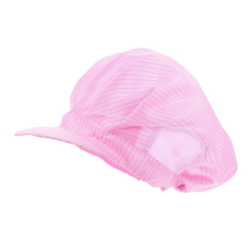 HEALEEP Anti-Static Cap Breathable Mesh Working Beanie Pink Protective Hat for Clean Rooms Factory Food Industry Safety Headwear