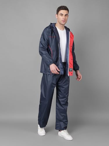 Image of Dollar Rainguard Men's PVC Full Sleeve Solid Reversible Sporty Raincoat Set With Adjustable Hood and Pocket