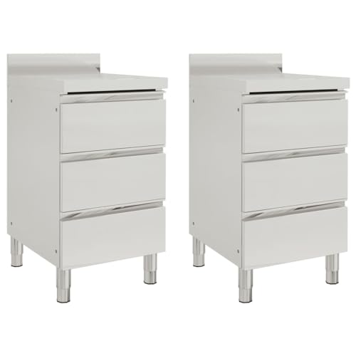 vidaXL 2X Armoires de Cuisine Commerciale avec 3 Tiroirs Meubles de Rangement Armoires de Rangement Stockage Tables de Travail INOX