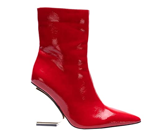 Ninety Union Princess Short Bootie With Cool Metal Heel, Red Patent, 12