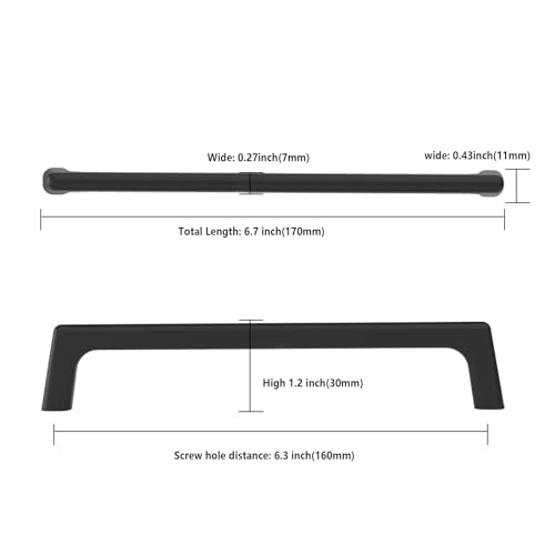 Image of Asidrama 10 Pack 6.3 Inch(160mm) Matte Black Cabinet Pulls Cabinet Handles Cupboard Handles Kitchen Cabinet Hardware for Cupboard Drawer Pulls