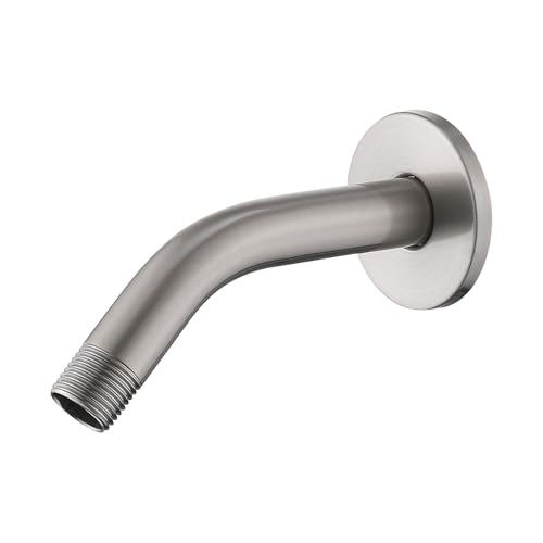 Migepu 6-inch Wall-Mounted Shower Arm with Flange and Teflon Tape Brushed nickel Shower Arm Extension Used to Fix and Extend the Shower Head (Brushed nickel)