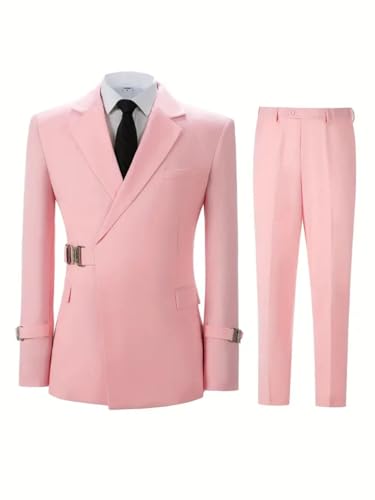 Men Solid Four Seasons 2 Pieces Suit Slim Daily Business Formal Suit2
