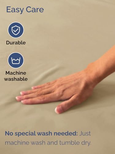 Image of Extra Deep Split King Fitted Sheet - Single Fitted Sheet Only - Beige | Easily Fits 18 inch to 24 inch Mattress, Soft, Wrinkle Free, Breathable & Comfy, Extra Deep Pockets Hotel Luxury Fitted Sheet