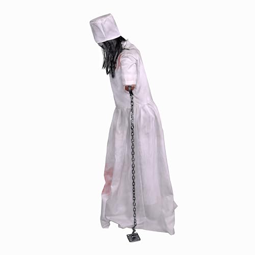 Image of Haunted Hill Farm Life-Size 5.2-Ft Animatronic Convulsing Nurse by Tekky Halloween Decoration with Motion-Activated Sounds