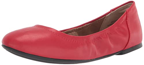 Amazon Essentials Women's Belice Comfortable Slip-On Ballet Flats Shoes, Bright Poppy Red, 7.5