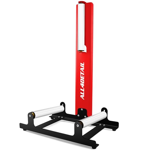ALL4DETAIL Felgenständer mit Laufrollen für Reinigung, Versiegelung und Wartung von Rädern, Heavy Duty Detailing Wheel Cleaning Stand für Rad-Reifen-Reinigung Keramik-Beschichtung Polieren (RED)