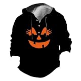 DENGJIAMY - Sudaderas con capucha de Halloween para hombre, talla grande, casual, de gran tamaño, para otoño, divertidas fiestas, cara sonriente, con capucha, manga larga, Cara sonriente, color negro