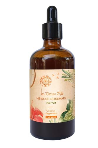 Hibiscus Rosemary Hair Oil for Stronger Hair, No Mineral Oil or Base, No Extracts or Fragrances, Made with Cold Pressed Oils & Essential Oils, 100ml (Coconut Peppermint)